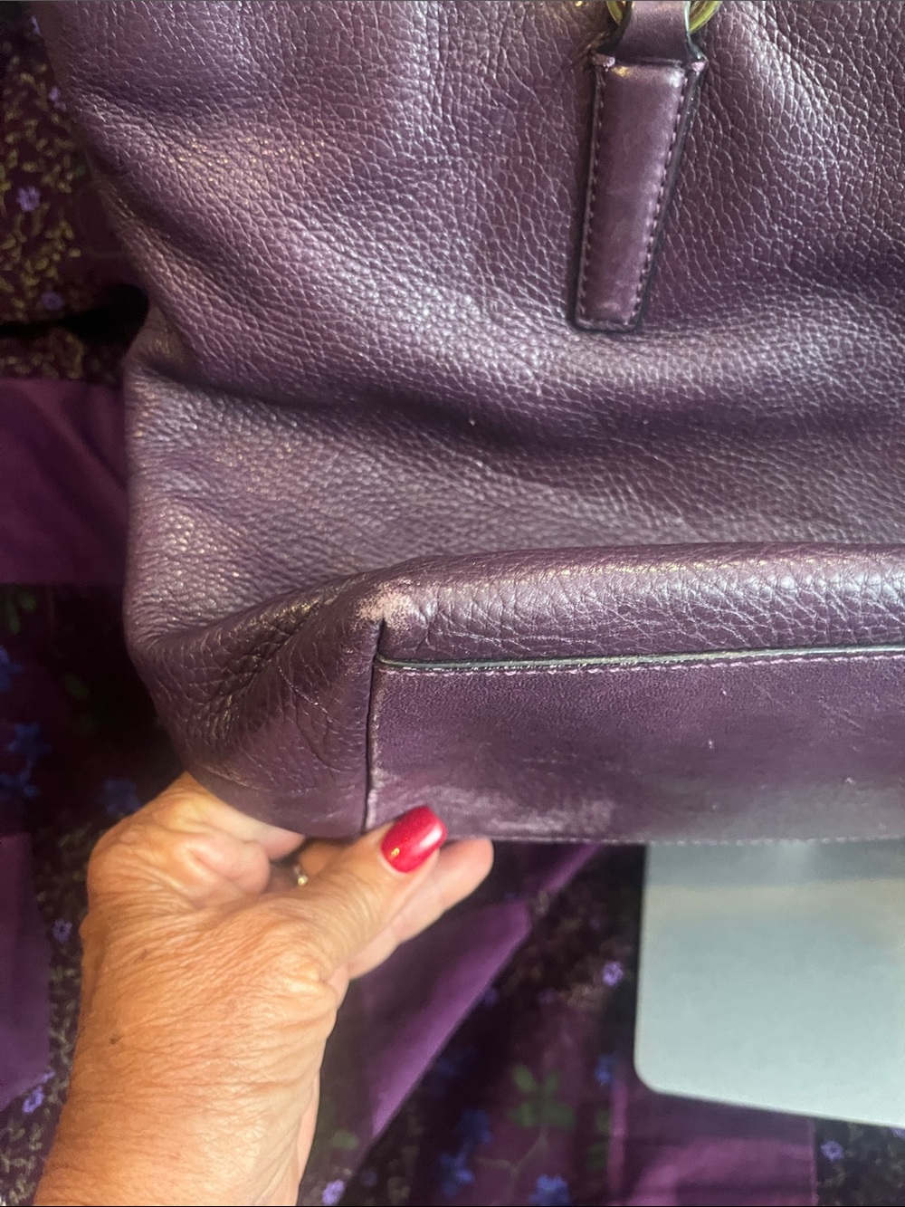 Coach Madison Leather North South Tote in Black Violet - Picture 6 of 14